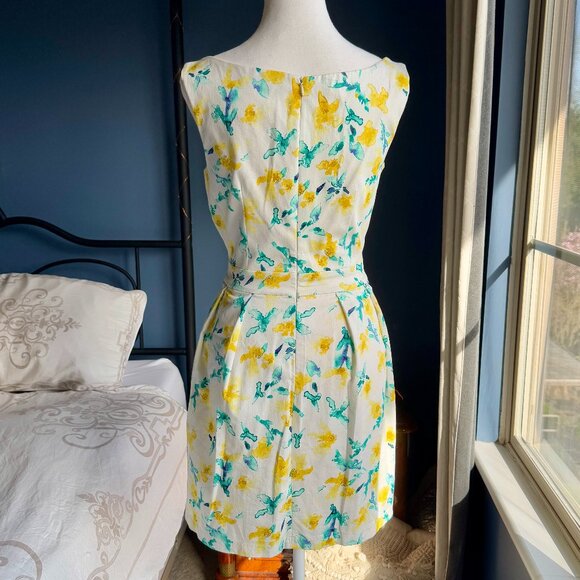 Zara White with Yellow and Turquoise Floral Tea Dress - Picture 4 of 13